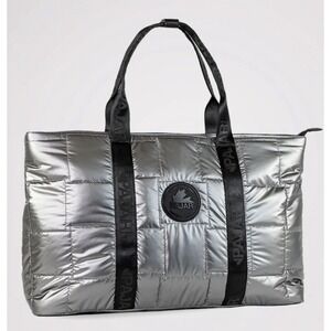 Pajar‎ Canada Quilted Metallic Silver Tote Bag Travel Weekender